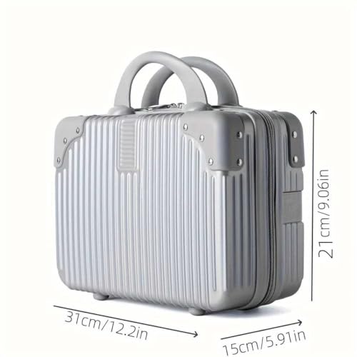 Image of Makeup Case Suitcase, Mini Bag, Mini Hard Shell Travel Luggage, Women Portable Water Proof Carrying Suitcase, Organizer Bag, Small Hard Shell Cosmetic Lugge Bag, Water Proof (B-SILVERt)