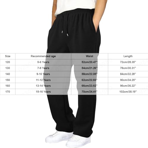 Boy's Baggy Sweatpants Wide Leg Open Bottom Casual Pants Elastic Waist Workout Athletic Joggers Pockets Sweat Pants3