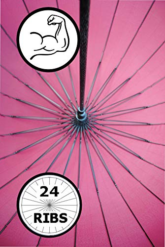 COLLAR AND CUFFS LONDON -24 Baleinen voor Super Sterkte - Winddicht 95 km/u Extra Sterk - Drielaags Versterkt Frame met Glasvezel - Automatisch - Massief Houten Haakhandvat - Bordeaux Rood Paraplu - Image 4