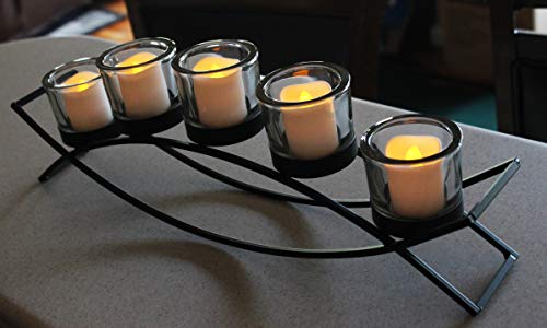 Seraphic Tealight Candle Holder for Home Decor Coffee, Kitchen, Dining Table Centerpieces, Black, Clear Chunky 5 Cups - Thumbnail 4
