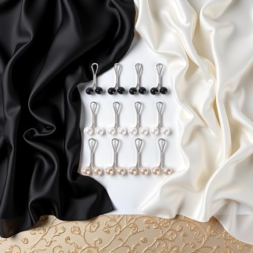 Image of 12Pcs Multicolor Headscarf Pearl Pins Clips U Shape Hijab Scarf Lady Muslim Scarf Shawl Clips Scarf Brooches Pin Jewelry Accessories(Black&White&Gold) Women's Brooches and Pins