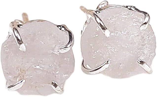 Genuine Clear Quartz Stud Earrings, Natural Gemstone Post Earrings, Healing Crystal Jewelry for Women, Birthday Gift, Gift for Her, Capricorn, Gemini, Leo Zodiac Sign Sold By Piece