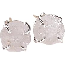 Genuine Clear Quartz Stud Earrings, Natural Gemstone Post Earrings, Healing Crystal Jewelry for Women, Birthday Gift, Gift for Her, Capricorn, Gemini, Leo Zodiac Sign Sold By Piece