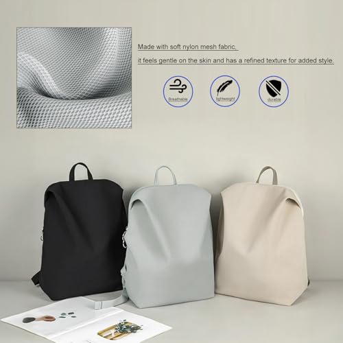 Fashion Nylon Backpack for Women, Anti-Theft Small Backpack Purse with 14" Laptop Sleeve, Trolley Sleeve for Travel (Black)3