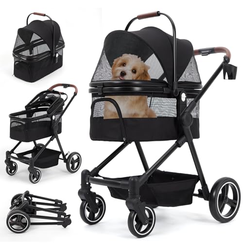 Poussette pour petits chiens et chats pliable avec frein unique