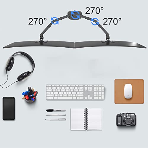 Pholiten Monitor Halterung für 13-27 Zoll LED LCD Bildschirm bis zu 10 kg, Monitor Arm für 2 Monitore, Höhenverstellbar Schwenkbar Neigbar Monitorhalterung für den Schreibtisch, max.VESA 100x100mm