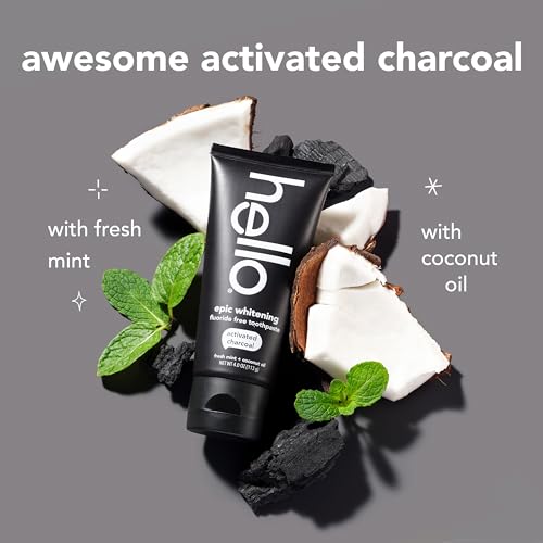 Image of Bundle of hello Epic Whitening Activated Charcoal Fluoride Free Toothpaste, 3Pk, 4 oz + Hello Chill Mint Alcohol Free Mouthwash with Activated Charcoal, 17.6 Fl Oz, Fluoride Free, 3 Pack