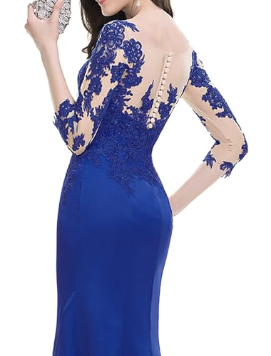 A-Line Elegante Evening Dress Off Shoulder 3/4 Length Sleeve Floor Length Prom Dress with Appliques 20244