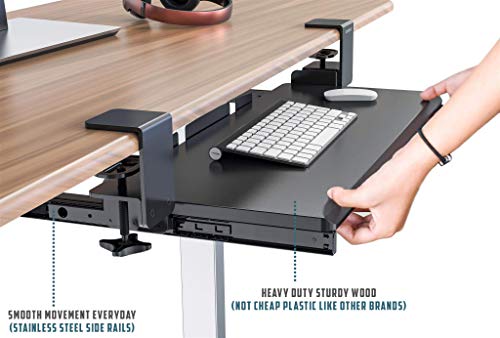 Clamp On Keyboard Tray Under Desk Storage - Ergonomic Desk Drawer Computer Keyboard Stand Under Desk Drawer - Under Desk Keyboard Tray Desk Extender - Office Keyboard Drawer Keyboard Stand for Desk