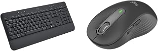 Logitech Signature K650 Wireless Keyboard with Wrist Rest, Full-Size, BLE Bluetooth or Logi Bolt USB - Grey & Signature M650 L Full Size Wireless Mouse - Grey