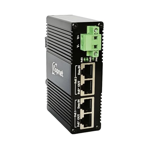 Industrial 2ch PoE++ Injector DIN Rail Mount, 90W