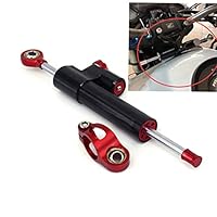 USTPO Universal verstellbarer Lenkungsdämpfer für Motorrad, CNC, Aluminium, passend für die meisten Roller, Motorräder, schwarzer Körper, roter Kopf
