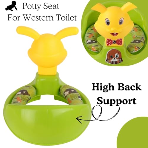Image of Nabhya Kids Toilet Trainer Baby Potty Seat With Rabbit Handle And Back Support Toilet Seat For Girls & Boys (Green)