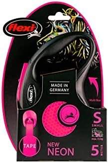 Flexi Nowa neonowa taśma różowa mała 5 m chowana smycz dla psa/smycz dla psów do 15 kg