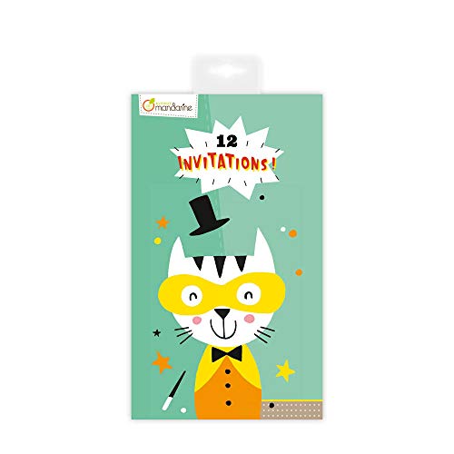 Avenue Mandarine, Ref CO143O, Detachable Invitation Cards, Animal Designs, Booklet of 12 Invitations, Original Illustrations