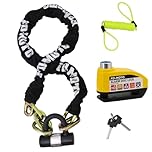 FD-Moto Black/Yellow Alarm Disc Lock & Reminder Cable & 1.2M*10mm Steel Heavy Duty Motorbike Chain Lock