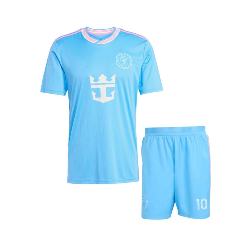 RJM Messi 10 Football Jersey Tshirt 2024 with Printed Shorts for (Men,Kids & Boys)