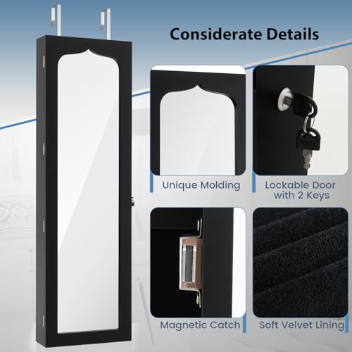 Espejo joyero de pared HOMASIS con luces LED para habitaciones pequeñas 3