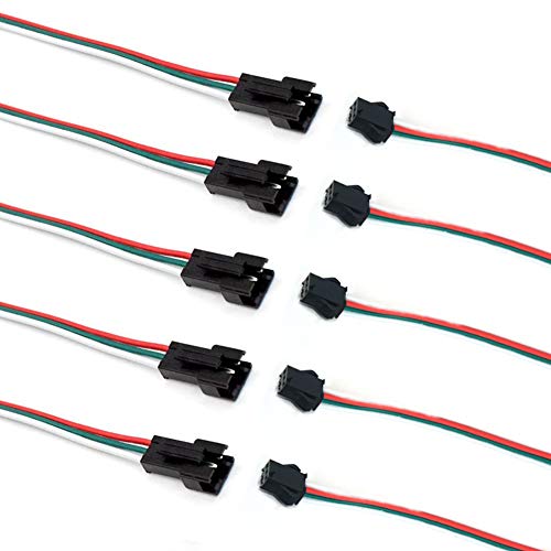 YIXISI 20 Par JST SM 3-Pinowy Wtyk 2.54 mm Męski i Żeński Adapter Złącza z Przewodem Elektrycznym 150mm do Światła LED