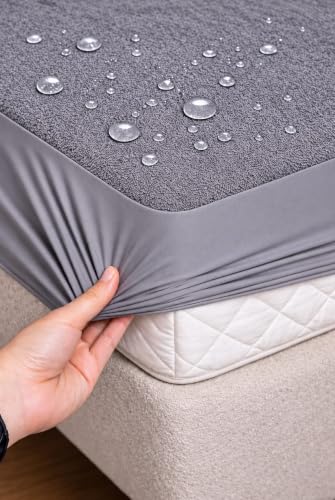 Image of Waterproof Mattress Protector 4x6 Feet (48x72) | Elastic Fitted Bedsheet | Soft & Durable Gadda Cover Dustproof By Bharat Griha BG16 (Gray, Single 48x72 inch (4x6ft), Mattress Cover)
