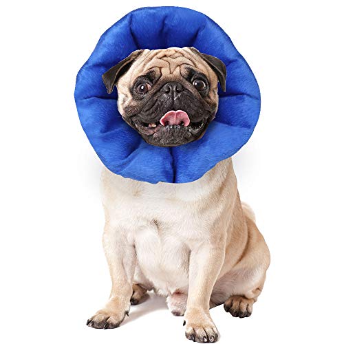 SMONTER Collar de recuperación para Perros y Conos, Collar de recuperación Suave para Mascotas con estancias extraíbles Ajustables inflables