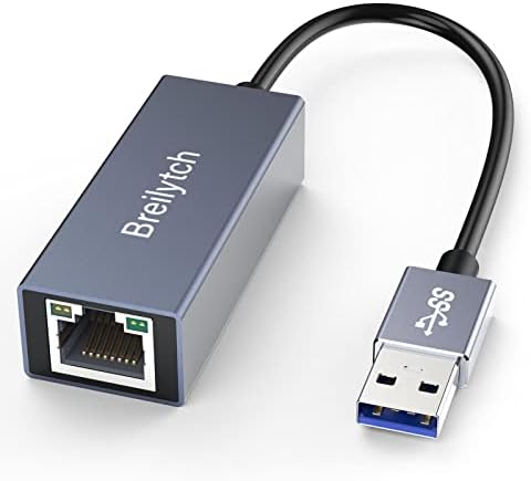 USB to Ethernet Adapter,Breilytch USB 3.0 to 10/100/1000 Gigabit Ethernet LAN Network Adapter Driver Free Compatible for MacBook, Surface Pro, Notebook PC with Windows7/8/10, XP, Mac/Linux,Vista