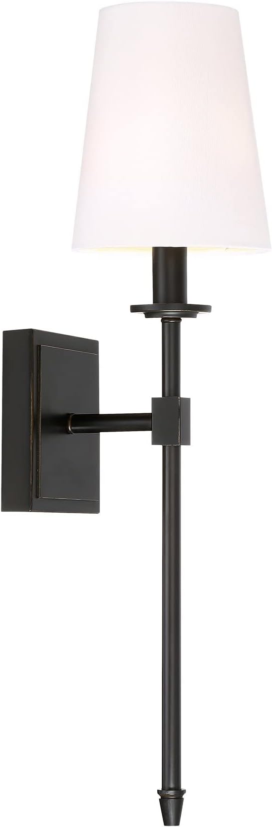 - Torche 20" Wall Sconce/Wall Light + Linen Shade, Oil-Rubbed Bronze Finish
