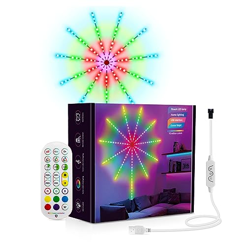 Cymwer Luces de Fuegos Artificiales Música Sincronización de Sonido Fuegos Artificiales Que cambian de Color Tira de luz LED Control Remoto Fuente de alimentación USB de 5 V para Fiesta en l