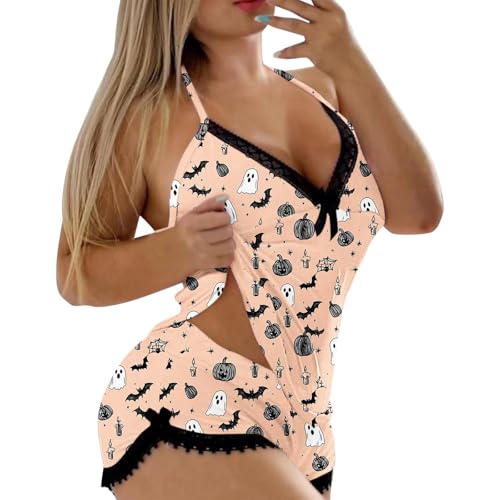 Pantalones cortos de mujer con encaje y espalda descubierta estilo Halloween