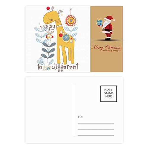 Cartes postales girafe jaune Noël par lot de 20 pièces pour vœux de fin d'année