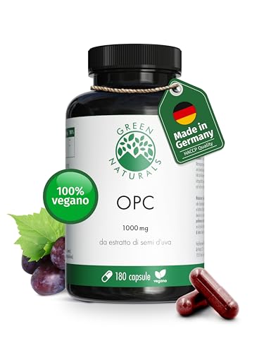 Integratore OPC – Ad alto dosaggio: 1.250 mg di estratto di semi d’uva con 1.000 mg di OPC per dose giornaliera – Vegano e senza additivi – Green Naturals®