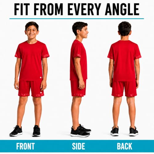 Image of RBX Boys Short Set - 2 Piece Active Performance Short Sleeve Athletic Shirt and Basketball Shorts with Elastic Waistband