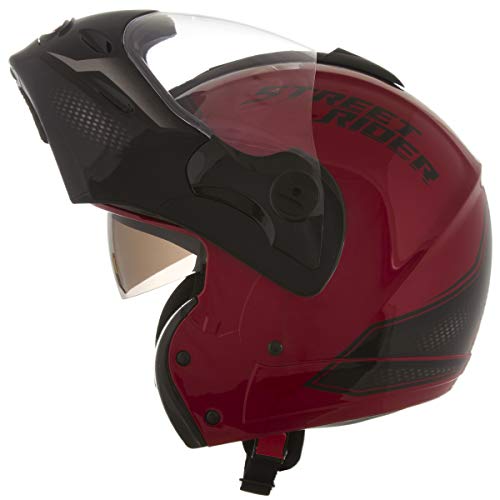 Capacete Mixs Captiva Street Rider Com Viseira Interna Fumê Robocop Articulado Vermelho 60
