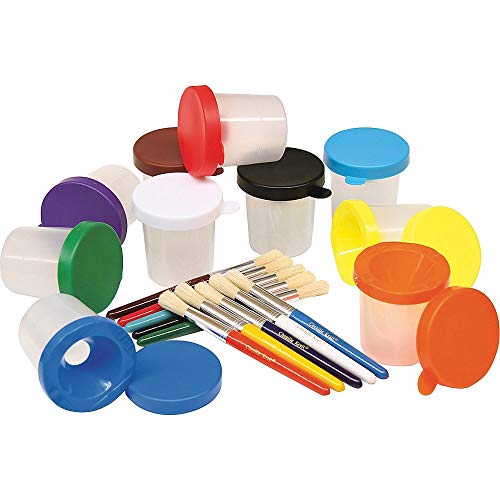 Creativity Street Color-Coordinated Painting Set Craft Kit, 7.25" Brushes, 3" Dia. Cups, Assorted, 20 per -  Pacon Corporation, 5104