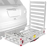 Wheelchair Scooter Carrier with Ramp for Car Truck SUV, 2' Hitch, 500 lb. Capacity, 48' x 28' Cargo Carrier for Vehicles, Silver Spring