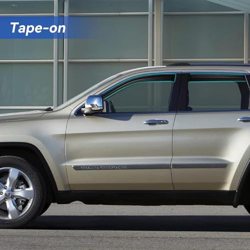 Image of Window Visors Rain Guards Shield for 2011-2021 Jeep Grand Cherokee, Out-Channel Window Vent Wind Deflectors Visors Shades for 11-21 Grand Cherokee (Not for Grand Cherokee L)