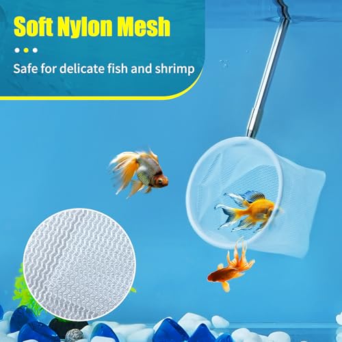 Image of AQUANEAT Small Fish Tank Shrimp Net, Aquarium Debris Cleaning Tools, with Extendable Handle