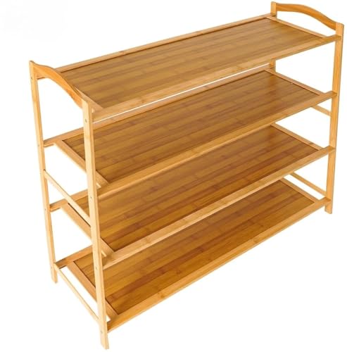 BuenoVida Bamboo Shoe Racks for Home, Wooden Shoe Rack Multipurpose Book Shelf Cloth Organizer Wooden Rack 4 Layer Shoe Rack