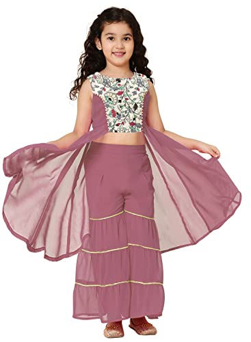 Image of A.T.U.N. (ALL THINGS UBER NICE) Girls Ethnic Indo-Western Embroidered Sharara Set