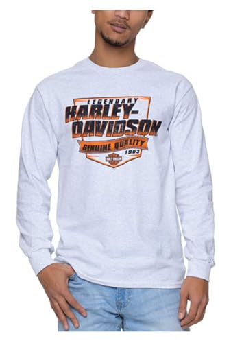 Harley-Davidson Men's Switch Shield Crew-Neck Long Sleeve Shirt - Ash Gray