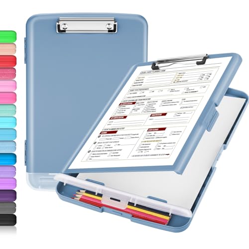Sooez Prancheta com armazenamento, prancheta de enfermagem de alta capacidade com suporte para canet