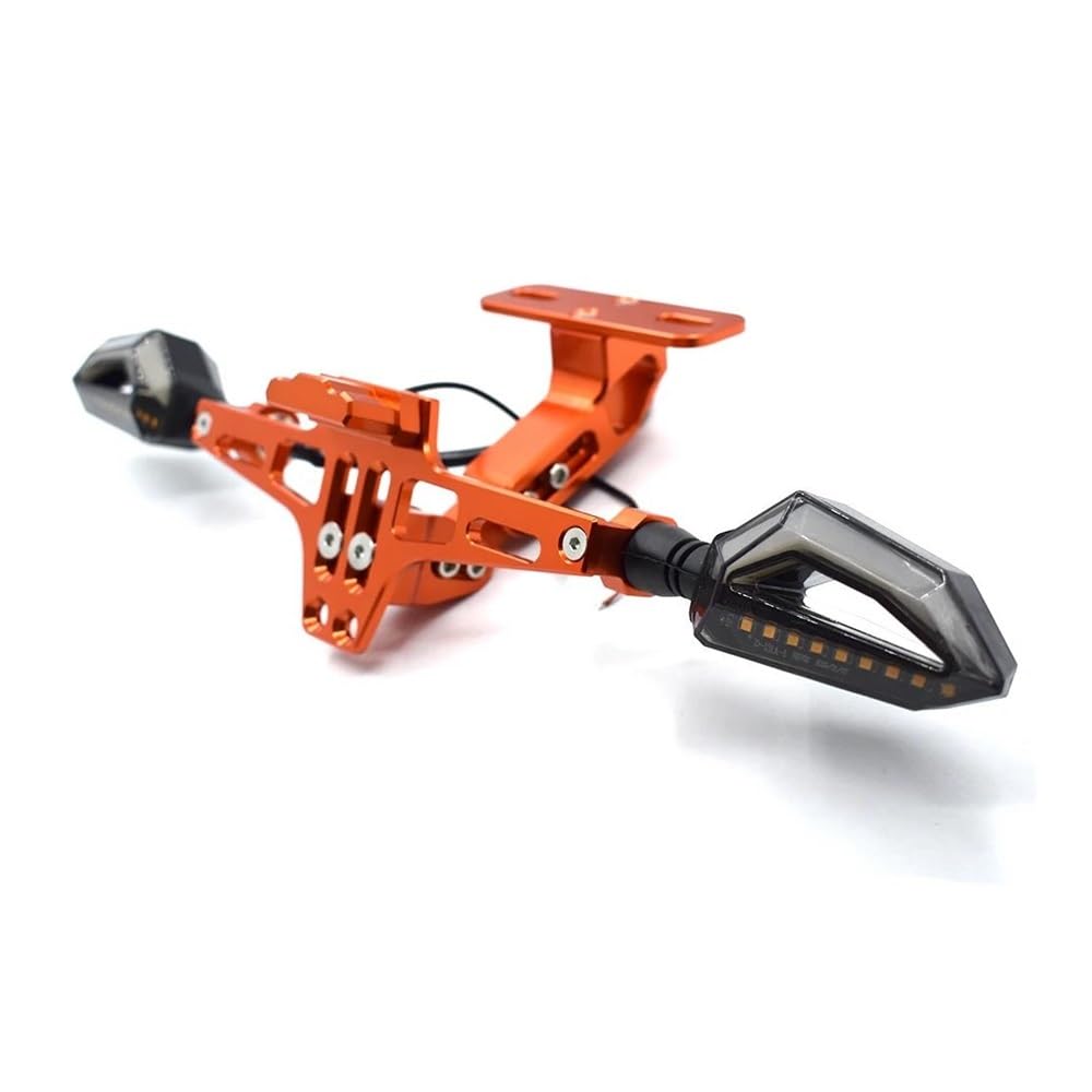 DDGBERFP Motorcycle License Plate Bracket CNC Aluminum Alloy With Light For R1200R R1200GS F800GS F650GS F700GS F800R G450X G650 G310R(Orange)