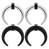 BIG GAUGES 2 Pairs of Surgical Steel 8g Gauge 3mm Black Anodized 10mm Pincher Septum Taper O-Rings...