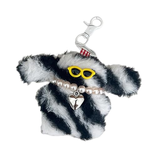 Chenxi Studio Llaveros para mujeres y niñas, lentes de sol, llavero de juguete para perro, bolso colgante, mochila, muñecos de peluche, llavero de peluche, regalo para niñas y adolescentes, E1., m4727