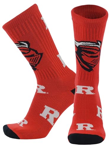 TCK Rutgers Scarlet Knights Mayhem Crew Socks (Scarlet/Black/White, Large) - Rutgers Scarlet Knights Scarlet/Black/White,Large