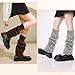 Mzario 4 Pairs Leg Warmers Y2k, Fashion Cute Cable Knit Leg Warmers for Women 80s Sports Party Yoga Accessories (Black, White, Coffee, Light Gray)