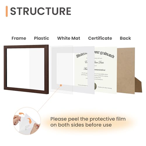 Image of upsimples Diploma Frame with 8.5x11, 11x14 Degree frames, Brown 1 Pack | Showcases Diploma, Certificate and Document, Wall or Tabletop Decor for Dorm or Office, Graduation Gift