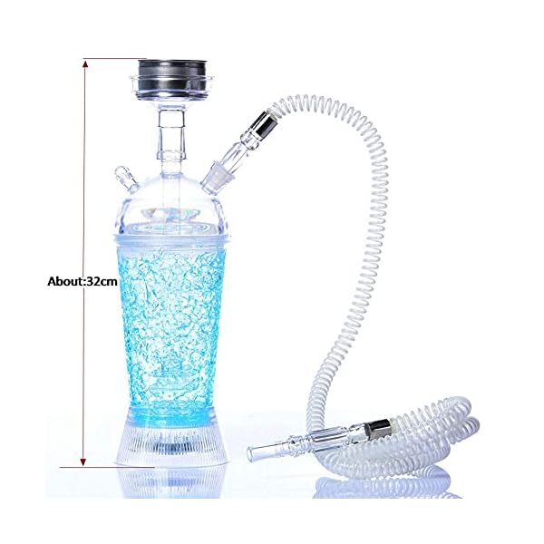 GEUKO Led-Licht Acryl Wasserhaarschale Shisha-Rohr Nargile Mit Schlauchmetallschüssel Holzkohlehalter Shicha Completo… – Bild 3
