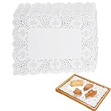 WQNNQW 150 Stück Tortenspitze, Tortenunterlage, Tortenspitzen für Kuchen Desserts Snacks (Weiß 150 Stück Rechteckig 23x16cm)