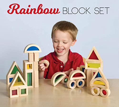 Agirlgle CHFK Wood Building Blocks Set For Kids 24 Pcs Rainbow Stacker Stacking Game Construction Toys Set Preschool Colorful Learning Educational Toys thumb #7